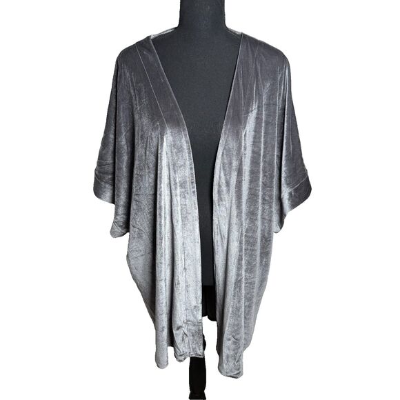 Entro Gray Velvet Kimono Floral Embroidery Size 1X - Picture 2 of 12